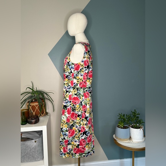 Talbots Size 12 Sleeveless Sheath Dress – Bold Floral Print, Cotton Blend - Picture 3 of 11